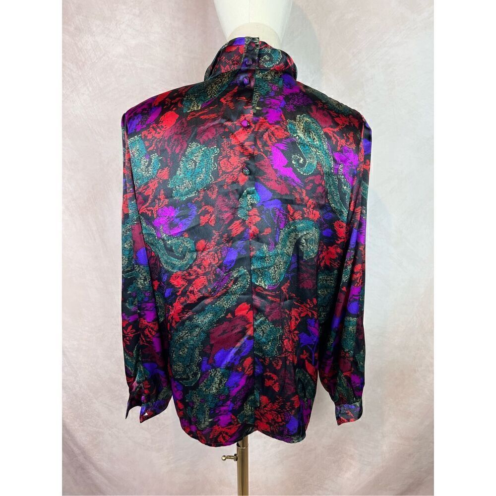 Vintage 1980s Abstract Watercolor Top Blouse - Picture 3 of 5
